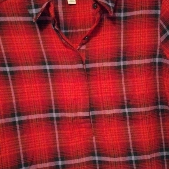 Women's soft red and orange plaid long sleeve tunics sizes Medium and XL NWT - Picture 5 of 11